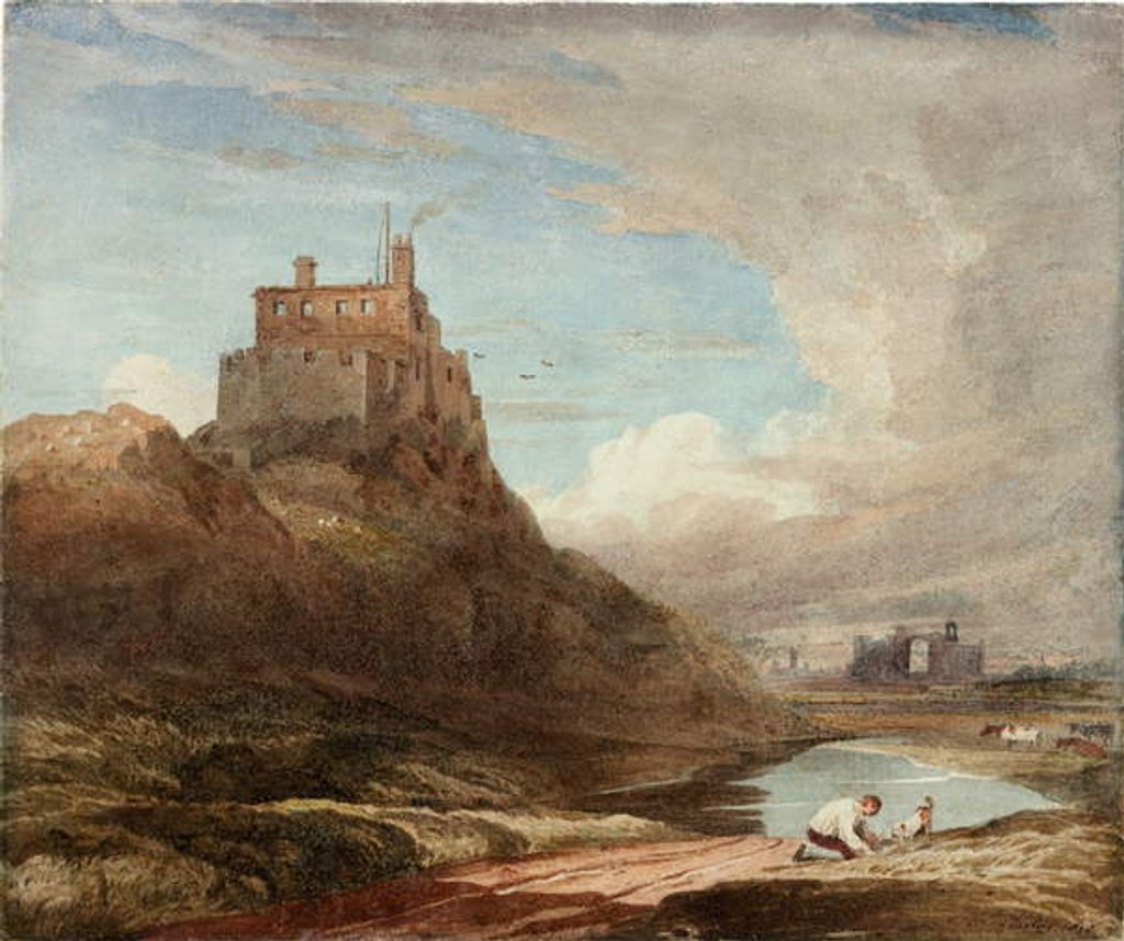 Detail of View of Holy Island Castle by John Varley
