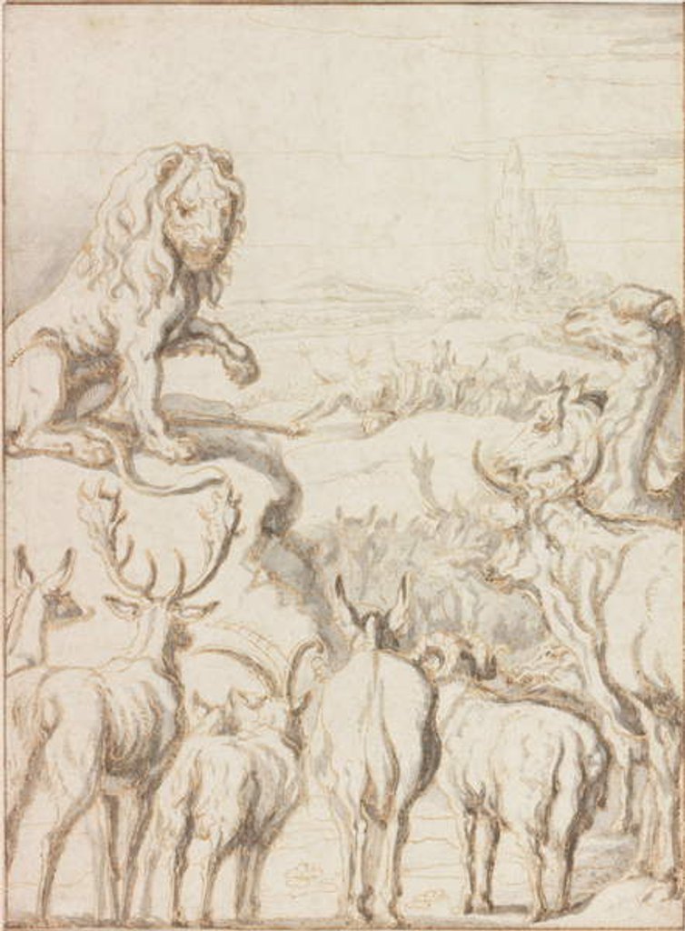 Detail of The Lion, King of the Animals by Francis Barlow