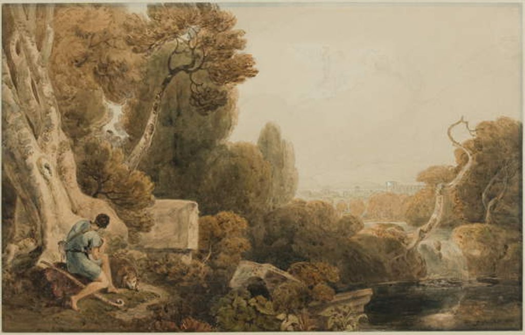 Detail of Classical Landscape of Dawn with Pastoral Figures and Aurora in Her Chariot, 1804 by Joshua Cristall