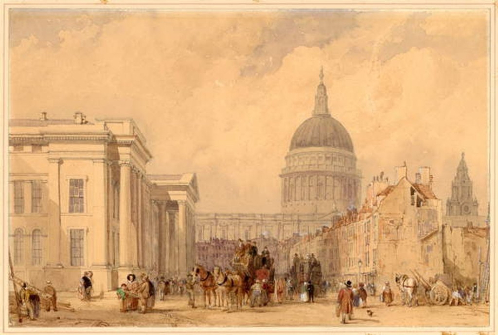 Detail of The Post Office, St Martins le Grand, London, with St Paul's in the Distance by William Clarkson Stanfield