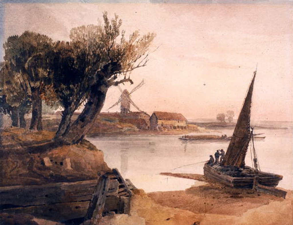 Detail of On the River Witham by Peter de Wint