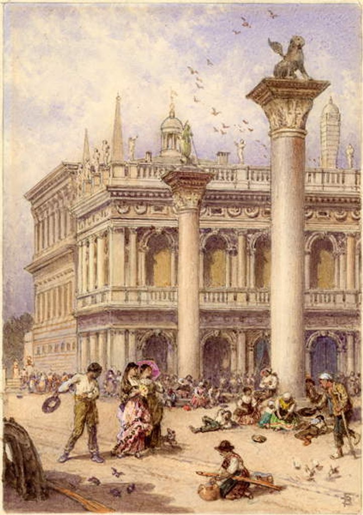 Detail of Library of St Mark's Square, Venice, 1868 by Myles Birket Foster