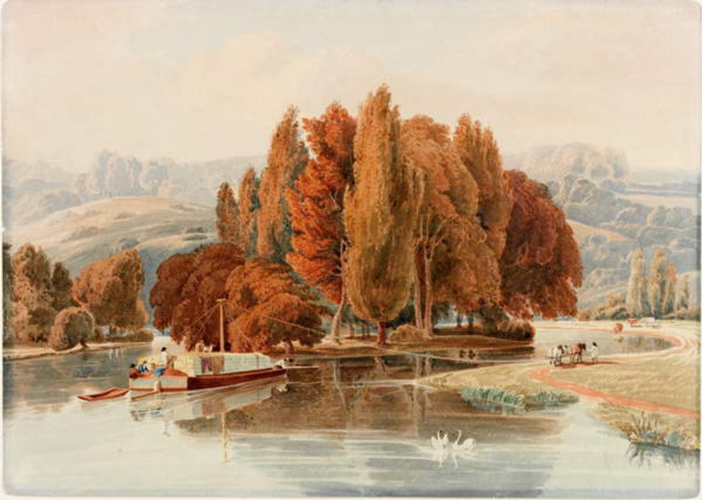 Detail of An Island on the Thames near Park Place, Oxfordshire by William Havell