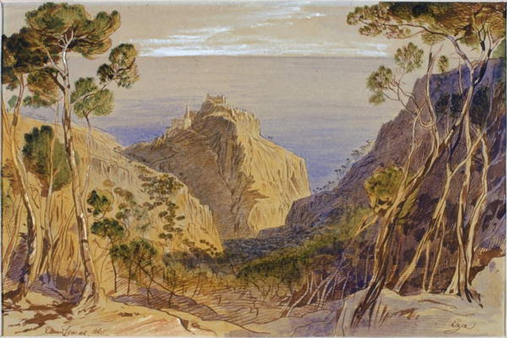 Detail of Eza, France, 1865 by Edward Lear