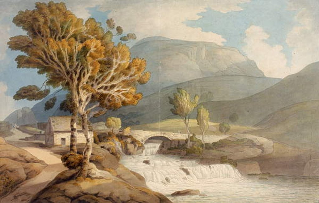 Detail of Bridge and Waterfall near Llyngwellyn by Francis Towne