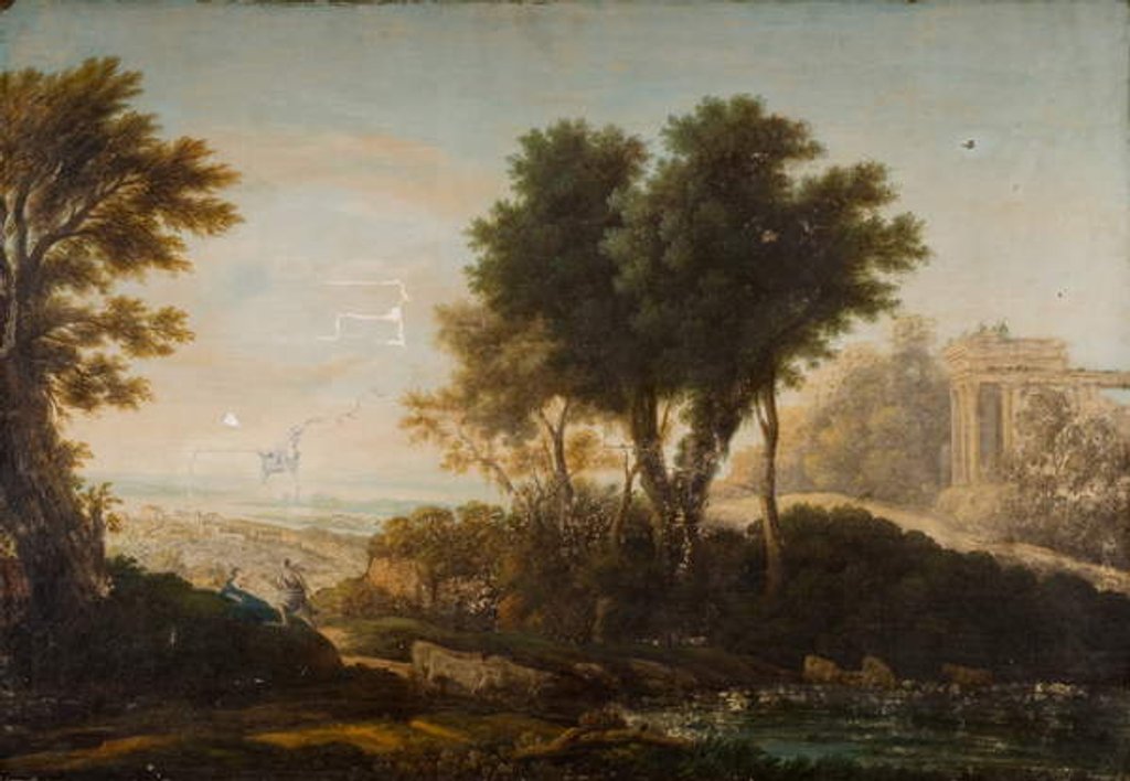 Detail of The Lake of Nemi or Speculum Dianae with Dolbadarn Castle by Richard (after) Wilson