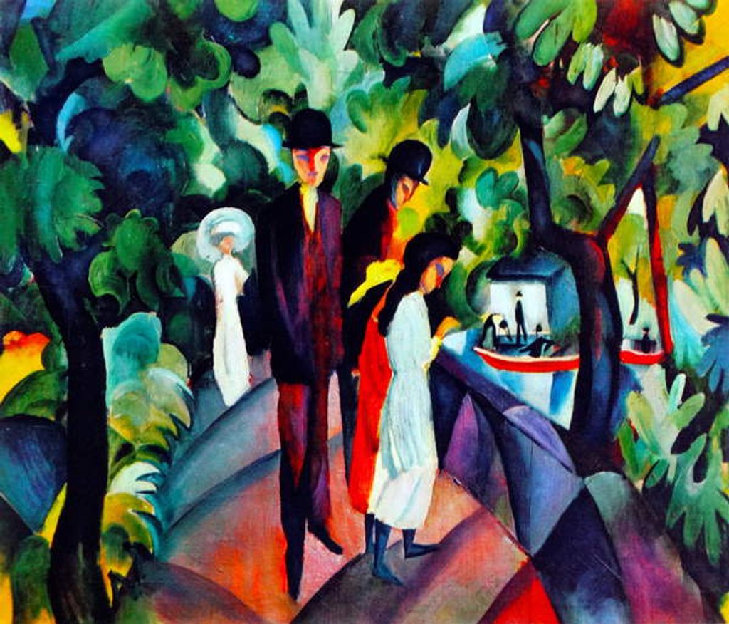 Detail of Walkers on the bridge, 1912 by August Macke