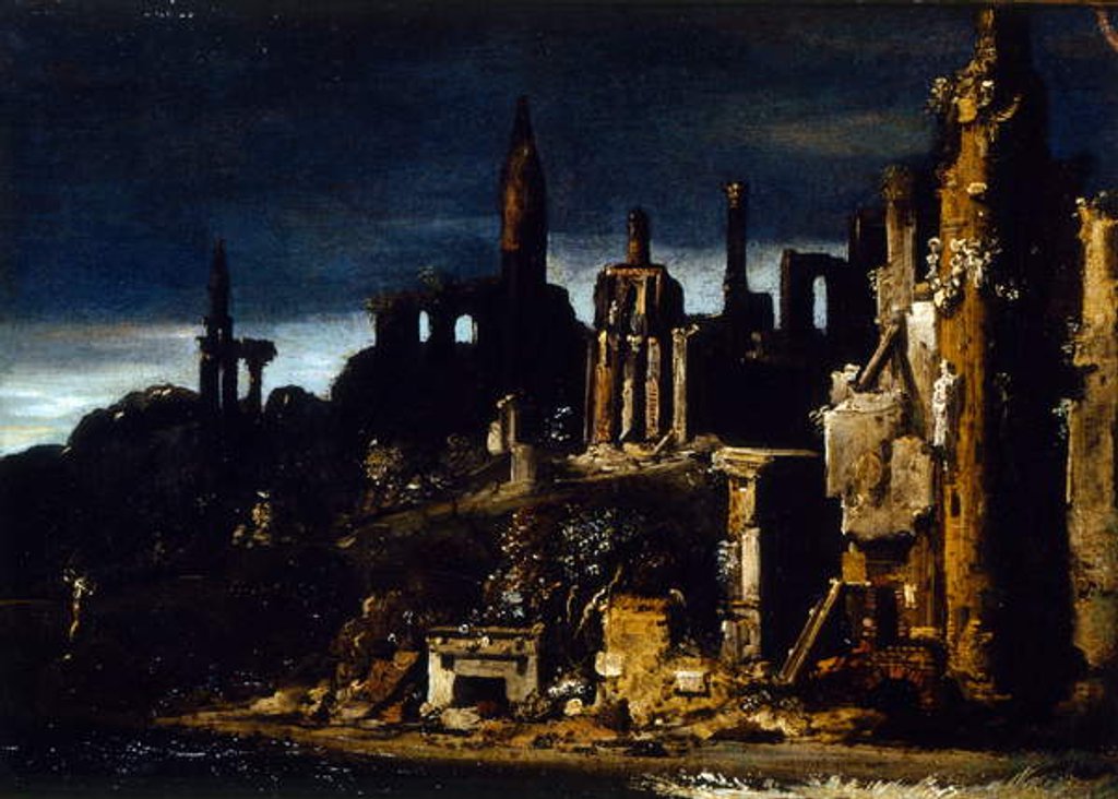 Detail of Town in ruins by Desiderio Monsu