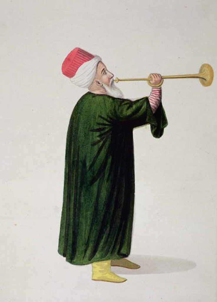Detail of Official Trumpeter of the Janissary Military Band, Ottoman period, third quarter of 18th century by Turkish School