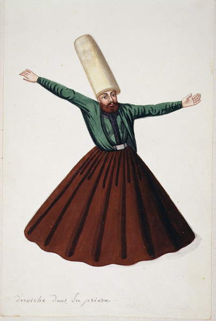 Detail of Dervish in Prayer, Ottoman period, third quarter of 18th century by French School