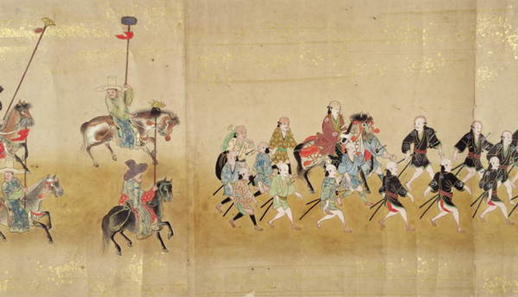 Detail of Sixth Korean Embassy to Japan in Meireki 1 at the time of Tokugawa Ietsuna's succession in 1651, possibly by Kano Masunobu by Japanese School