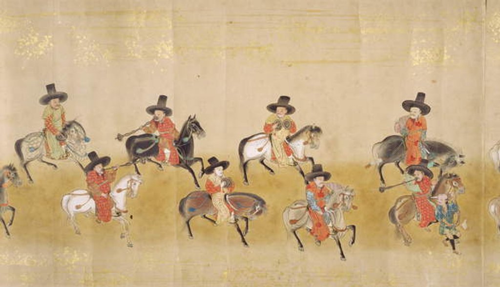 Detail of Sixth Korean Embassy to Japan in Meireki 1 at the time of Tokugawa Ietsuna's succession in 1651, possibly by Kano Masunobu by Japanese School