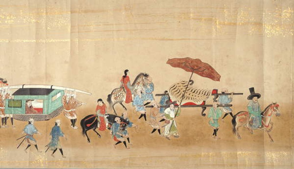 Detail of Sixth Korean Embassy to Japan in Meireki 1 at the time of Tokugawa Ietsuna's succession in 1651, possibly by Kano Masunobu by Japanese School