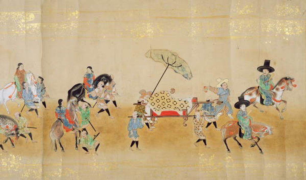 Detail of Sixth Korean Embassy to Japan in Meireki 1 at the time of Tokugawa Ietsuna's succession in 1651, possibly by Kano Masunobu by Japanese School