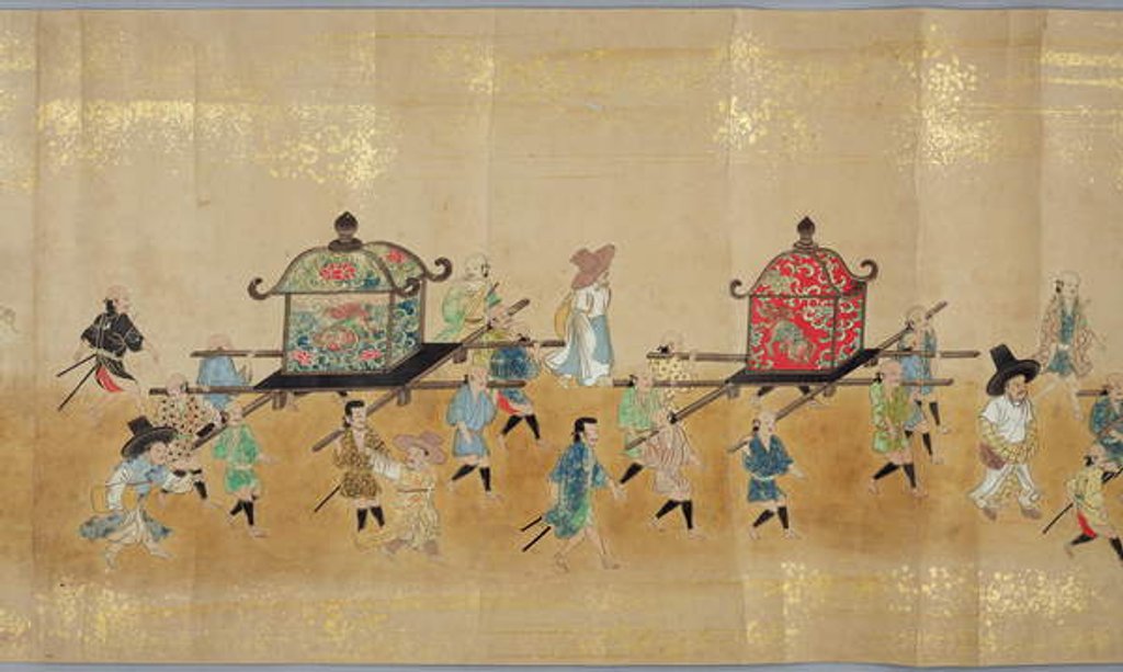 Detail of Sixth Korean Embassy to Japan in Meireki 1 at the time of Tokugawa Ietsuna's succession in 1651, possibly by Kano Masunobu by Japanese School