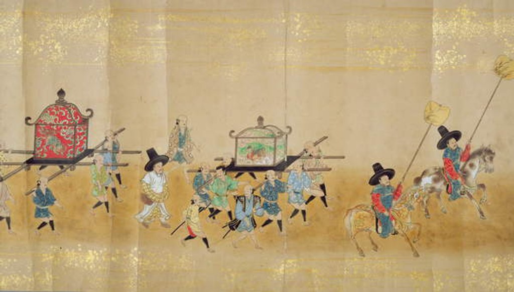 Detail of Sixth Korean Embassy to Japan in Meireki 1 at the time of Tokugawa Ietsuna's succession in 1651, possibly by Kano Masunobu by Japanese School