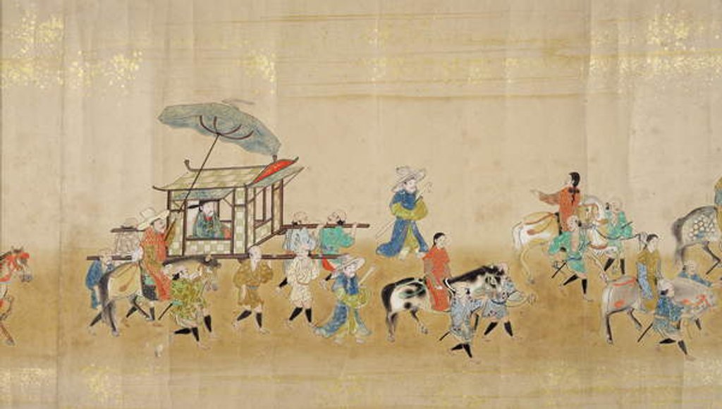 Detail of Sixth Korean Embassy to Japan in Meireki 1 at the time of Tokugawa Ietsuna's succession in 1651, possibly by Kano Masunobu by Japanese School