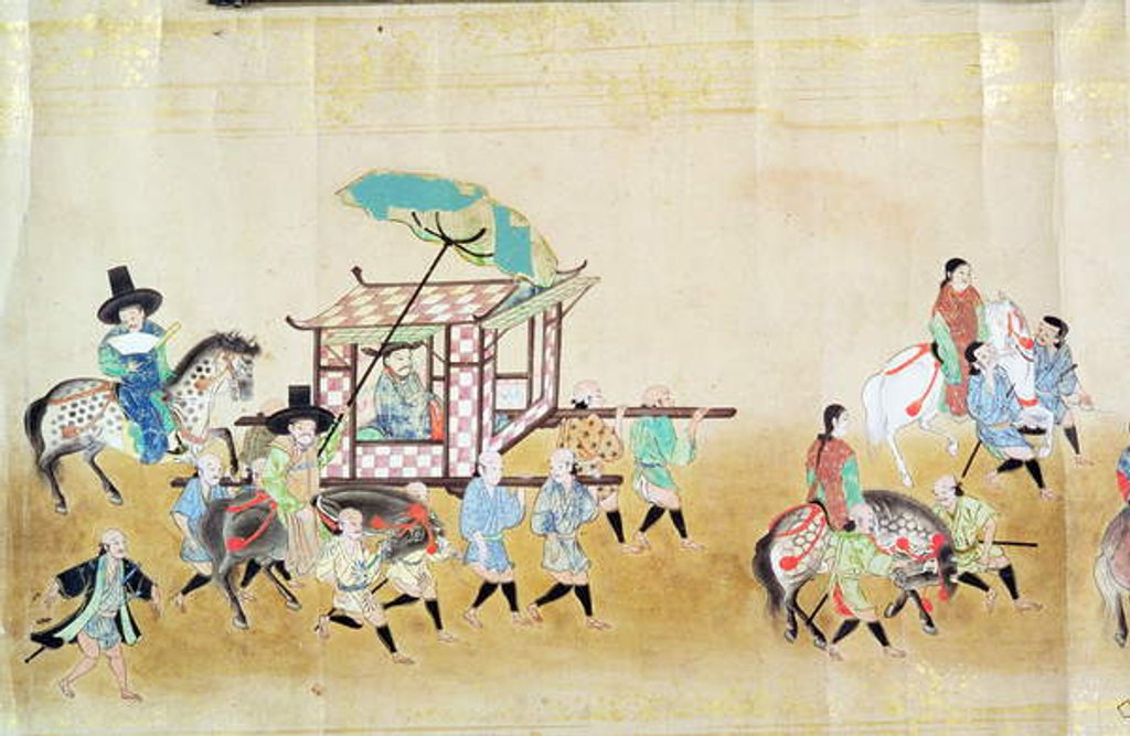 Detail of Part of the Sixth Korean Embassy to Japan at the time of Tokugawa Ietsuna's succession in 1651, possibly by Kano Masunobu 1655-57 by Japanese School
