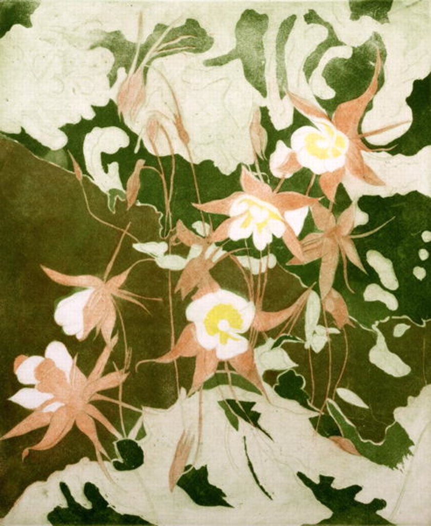 Detail of Columbines by Valerie Daniel