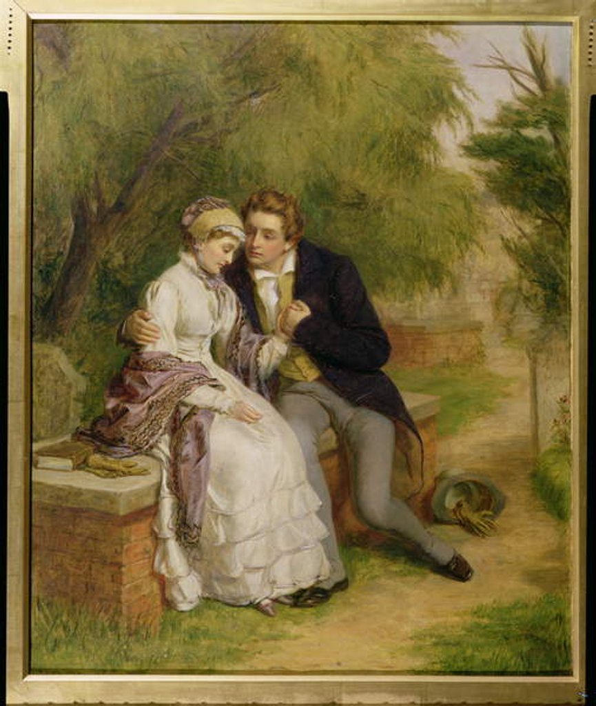 Detail of The Lover's Seat: Shelley and Mary Godwin in Old St. Pancras Churchyard, 1877 by William Powell Frith
