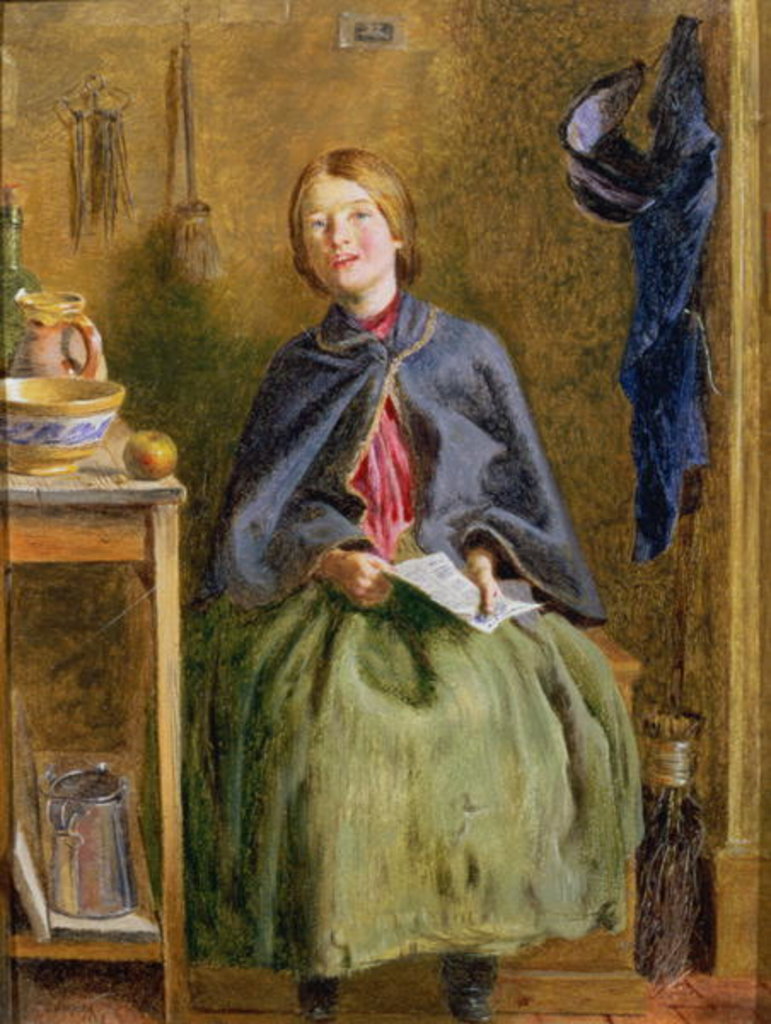 Detail of A Maid Learning to Read, 1858 by Frederick Smallfield