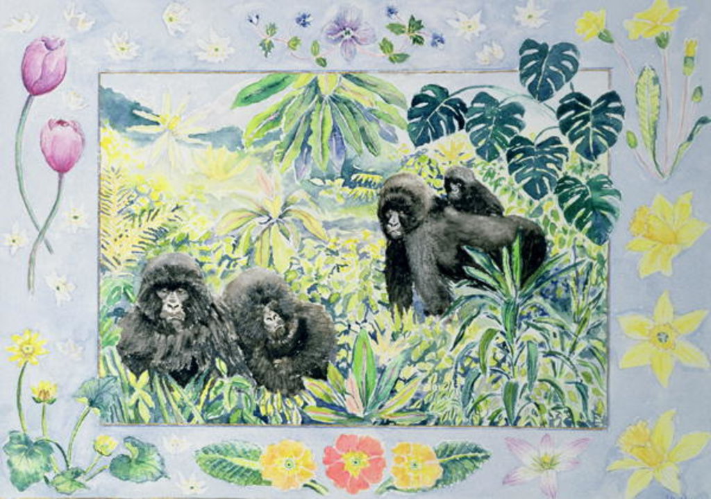 Detail of Mountain Gorillas by Vivika Alexander