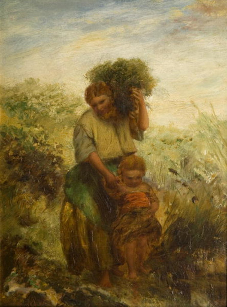 Detail of Gorse Gatherer - Child Crossing Mountain Stream, 1855 by Paul Falconer Poole