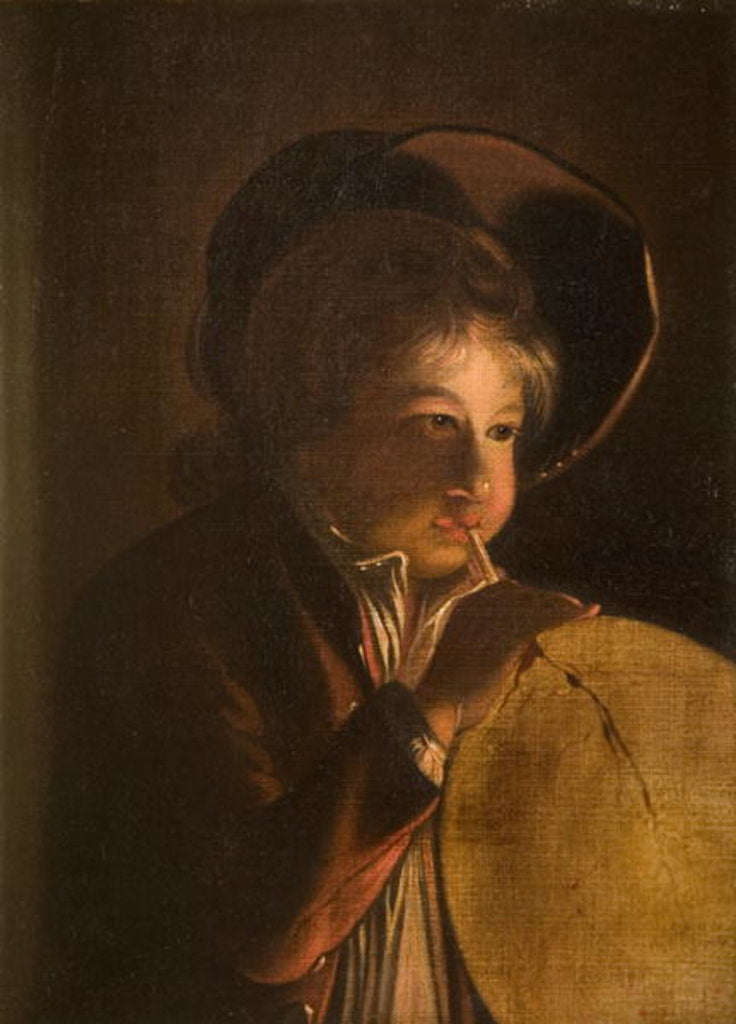 Detail of Boy Blowing a Bladder in Candlelight by Joseph Wright of Derby (after)