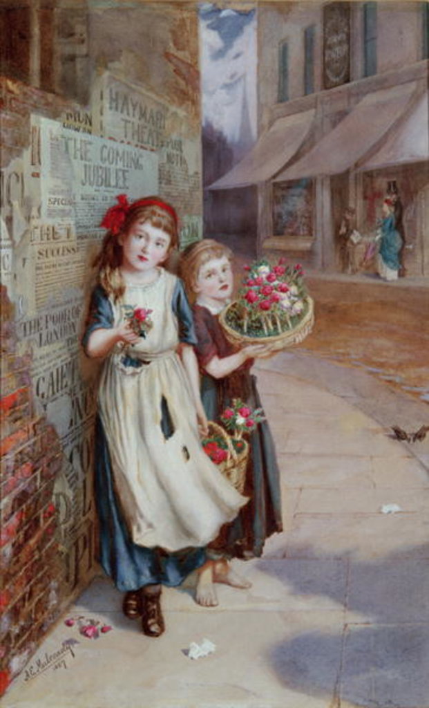 Detail of Little Flower Sellers by Augustus Edward Mulready
