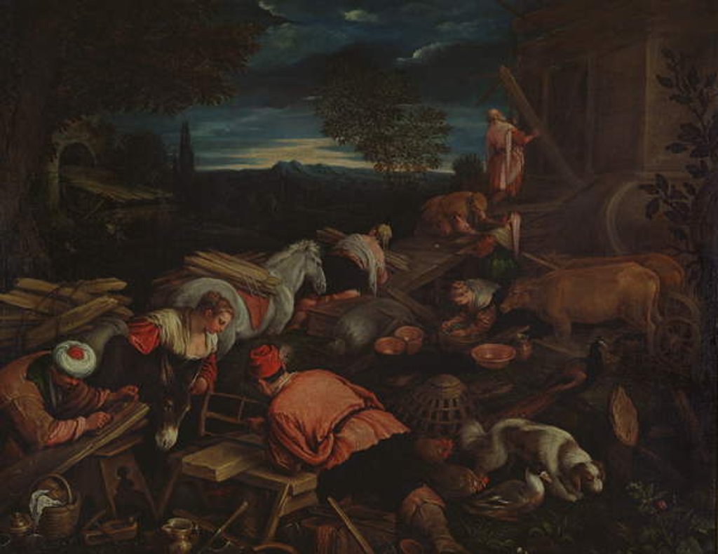 Detail of Building the Ark by Francesco Bassano