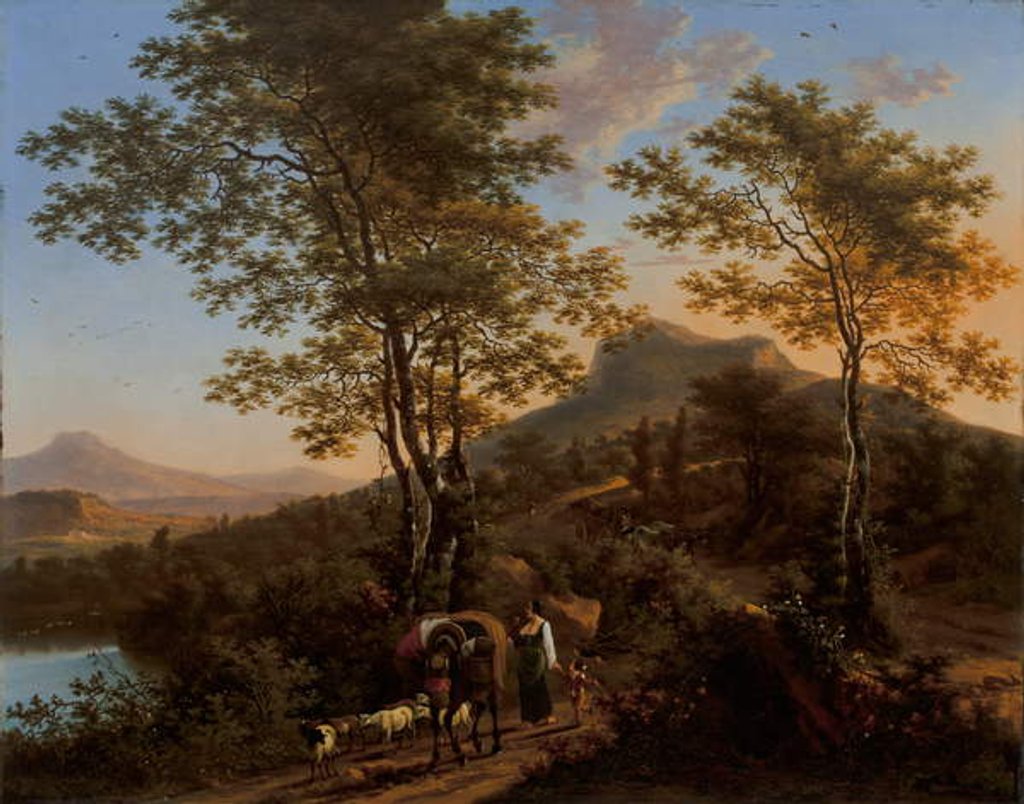 Detail of Italian Landscape with Peasants by Willem de Heusch