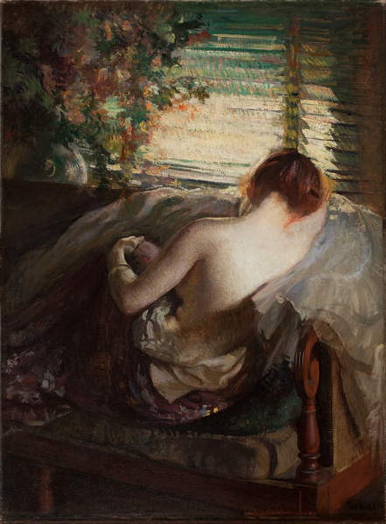 Detail of The Venetian Blind by Edmund Charles Tarbell