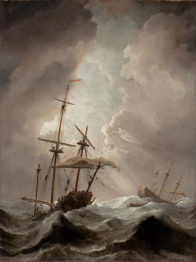 Detail of Storm at Sea by Willem van de the Younger Velde