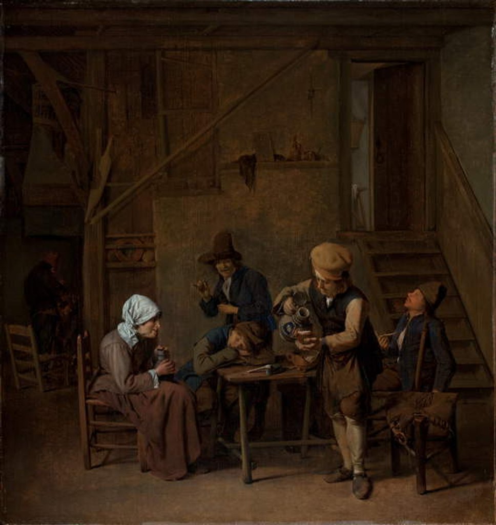 Detail of Peasants in an interior by Cornelis Schaeck