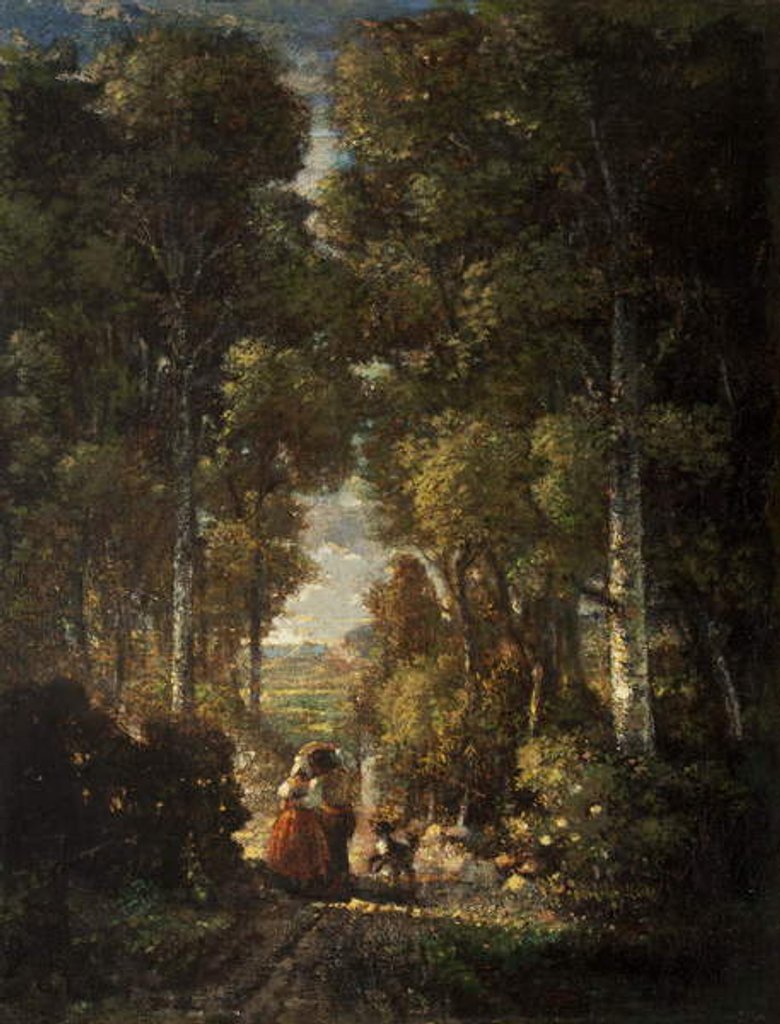 Detail of Village Road c.1830-60 by Constant-Emile Troyon