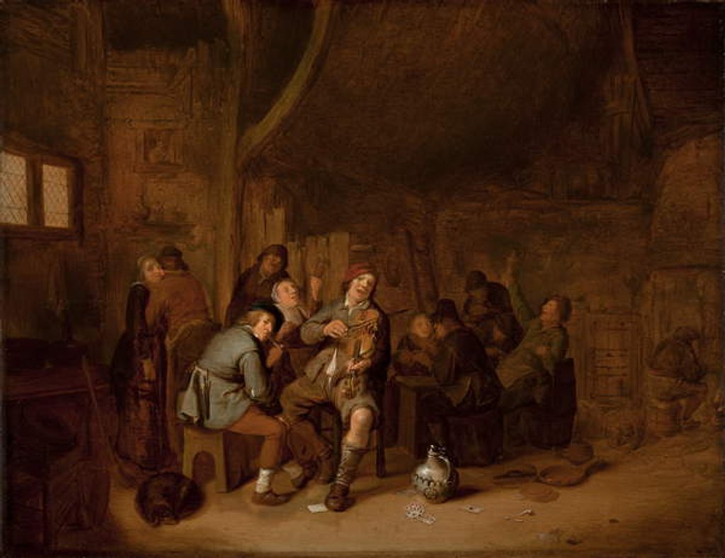 Detail of Figures smoking and playing music in an inn, c.1640 by Jan Miense Molenaer