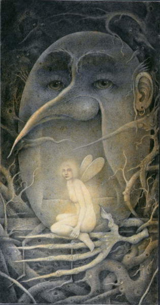 Detail of Threatening Humpty Dumpty and Fairy. 'If you go down to the woods today...' by Wayne Anderson