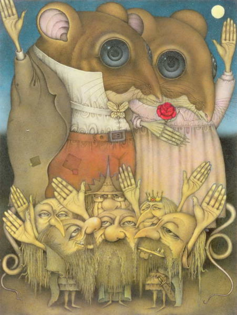Detail of Mouse Couple and Dwarves Waving by Wayne Anderson