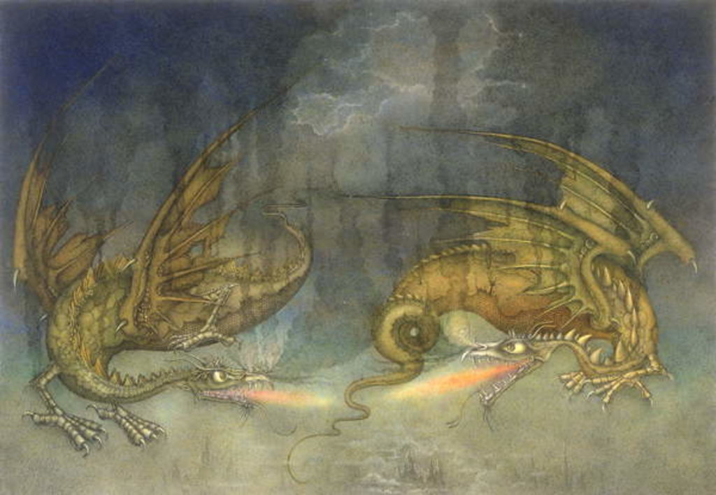 Detail of Fighting Dragons, 1979 by Wayne Anderson