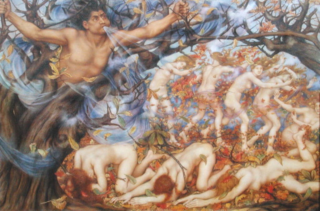 Detail of Boreas and Fallen Leaves by Evelyn De Morgan