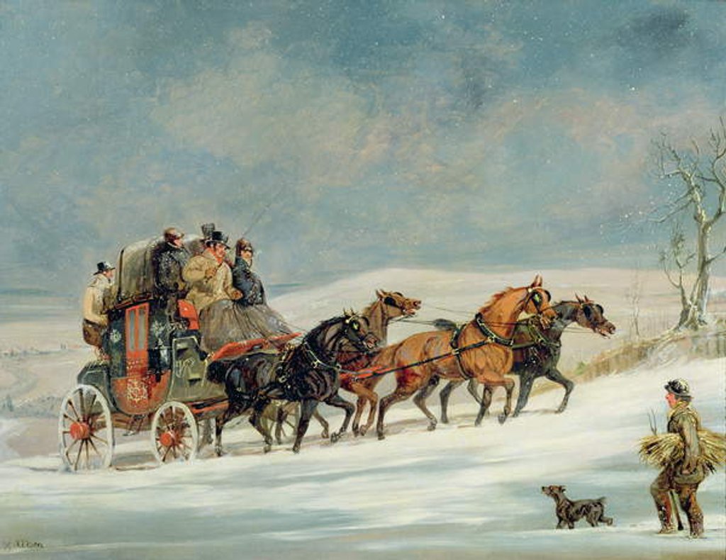 Detail of Coach in the Snow by Henry Thomas Alken