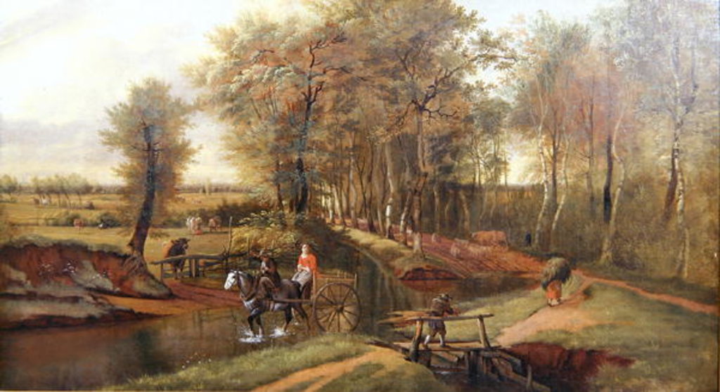 Detail of A Wooded River Landscape with Figures, Horse and Cart, 1692 by Jan Siberechts