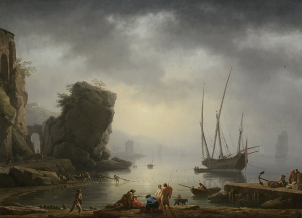 Detail of Mediterranean Coastal Scene, 1746 by Antoine Charles Horace Vernet