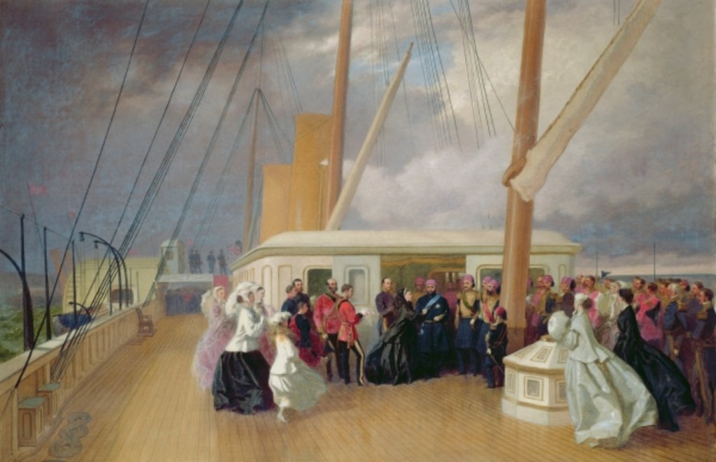 Detail of Queen Victoria investing the Sultan with the Order of the Garter on board the Royal Yacht, 17th July 1867, 1867 by George Housman Thomas