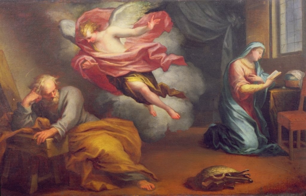 Detail of The Angel appearing to Joseph by Giuseppe Badarocco