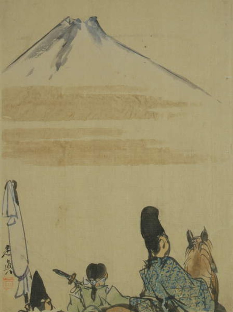 Detail of Travellers near Mount Fujiyama, c.1872 by Shibata Zeshin