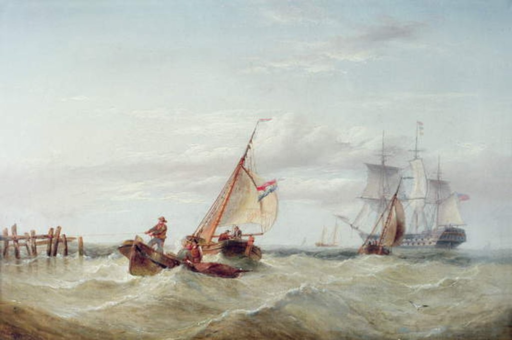 Detail of An East Indiaman and other Shipping off the Coast by Henry Redmore