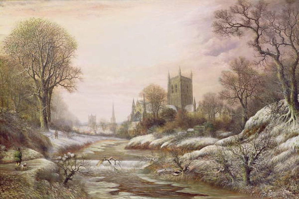 Detail of Worcester from the South West in the Snow, c.1875 by Charles Leaver