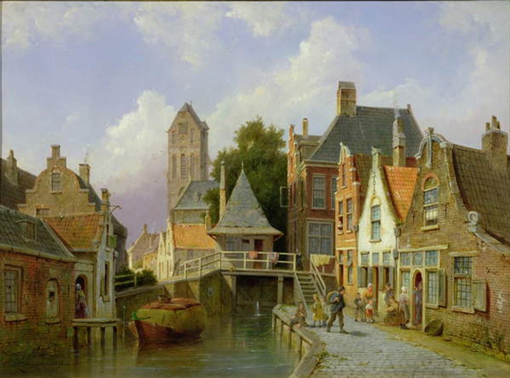 Detail of Canal Scene in Holland, 1898 by Pieter Christiaan Cornelis Dommelshuizen