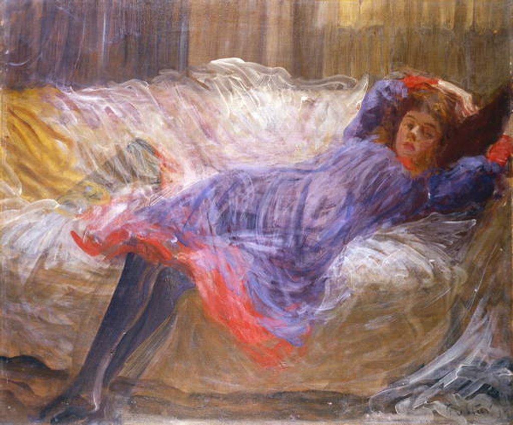Detail of Girl Reclining on Sofa by Philip Wilson Steer